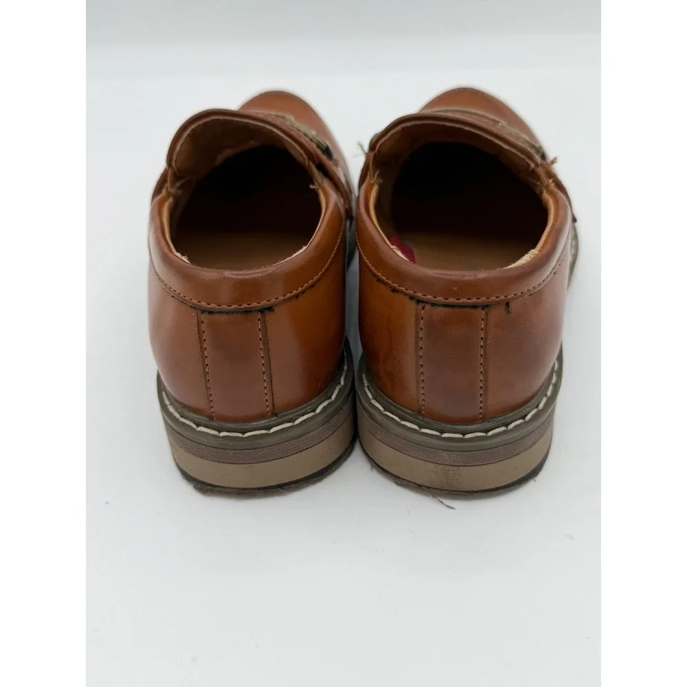 Bruno Marc Brown Boy's Dress Loafers Buckle Faux Leather Size 11